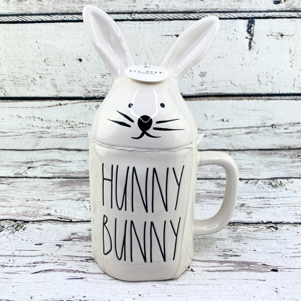 NEW Rae Dunn Hunny Bunny Mug Rabbit Topper Ears